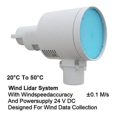 ซื้อ 20°C ถึง 50°C ระบบลิดาร์ลม ด้วยความแม่นยําของความเร็วลม ±0.1 M/s และพลังงาน 24 V DC ออกแบบเพื่อรวบรวมข้อมูลลม online manufacture
